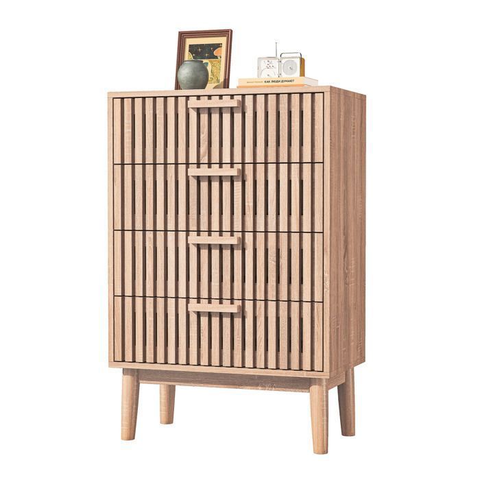 Commode avec 4 tiroirs - poignées en bois - commode de chambre en bois - Style rétro - 60x34x91cm - pour chambre salon - Bois noyer | Leroy Merlin Commode avec 4 tiroirs - poignées en bois - commode de chambre en bois - Style rétro - 60x34x91cm - pour chambre salon - Bois noyer | Leroy Merlin