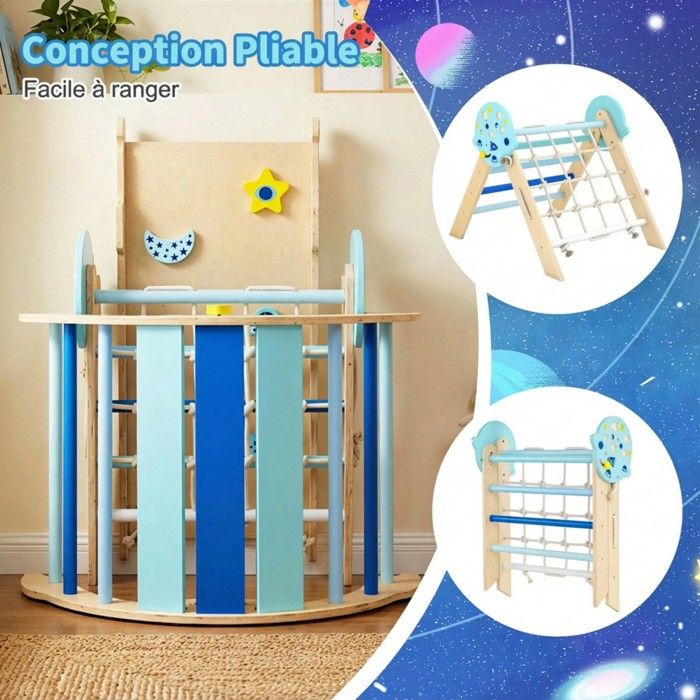 HOMASIS 3 en 1 Jeux d'escalade en Bois Pliable Montessori pour Enfant, Triangle d'escalade de Pikler d'Intérieur avec Toboggan& Echelle, Structure à HOMASIS 3 en 1 Jeux d'escalade en Bois Pliable Montessori pour Enfant, Triangle d'escalade de Pikler d'Intérieur avec Toboggan& Echelle, Structure à
