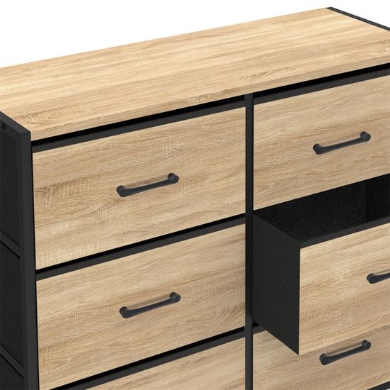Commode 6 Tiroirs Utah 80cm - Design Industriel Tissu Et Métal - Rangement Chambre - IDMarket