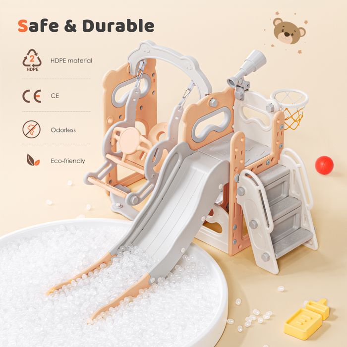 Toboggan Pliable Avec Panier De Basket Pour Enfants 1-3 Ans – Intérieur/Extérieur, Sécurisé Et Facile à Ranger