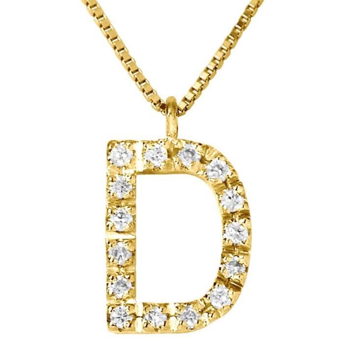 DIAMOND LANE Collier Lettre D Or Jaune 750° et Diamants Femme