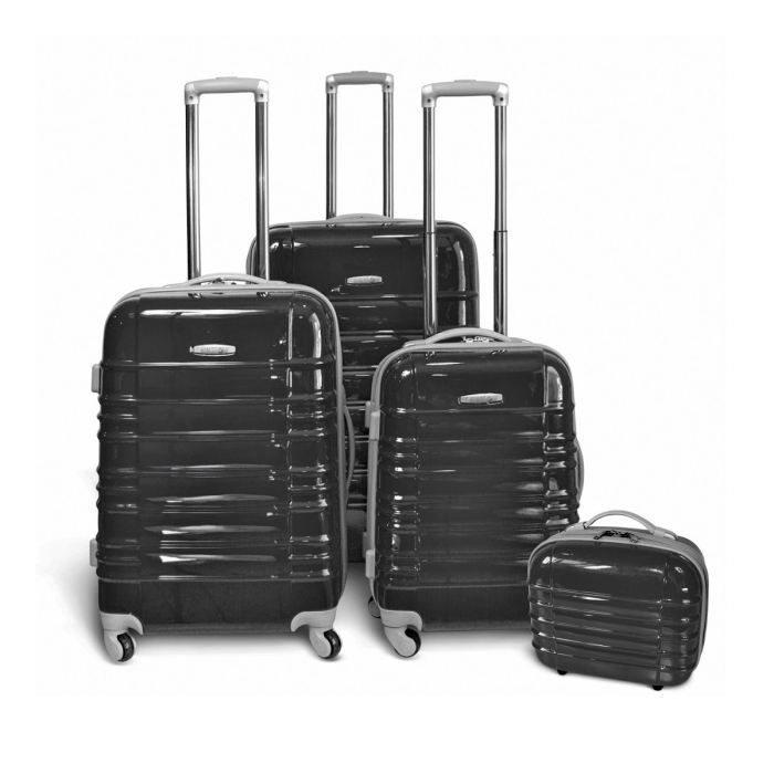KINSTON Set de 3 Valises Trolley 4 roues 54/64/74 cm + Vanity Noir