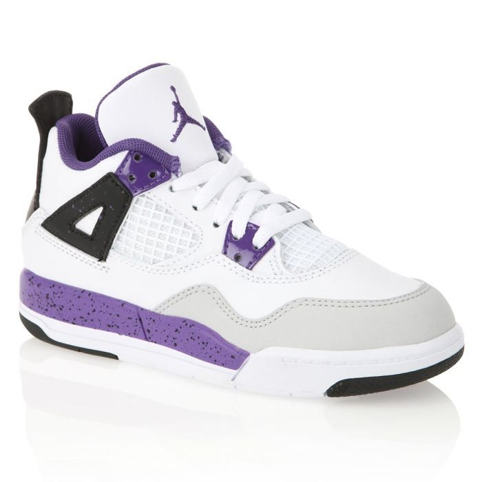 NIKE Baskets Jordan 4 Retro Enfant Blanc, violet et noir - Cdiscount  Chaussures