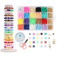 3868PCS Bricolage Perles pour Bracelet pour Bijoux DIY Bracelet Coloré, Perles pour Bracelet Adultes Enfant avec Boîte de Rangement-0