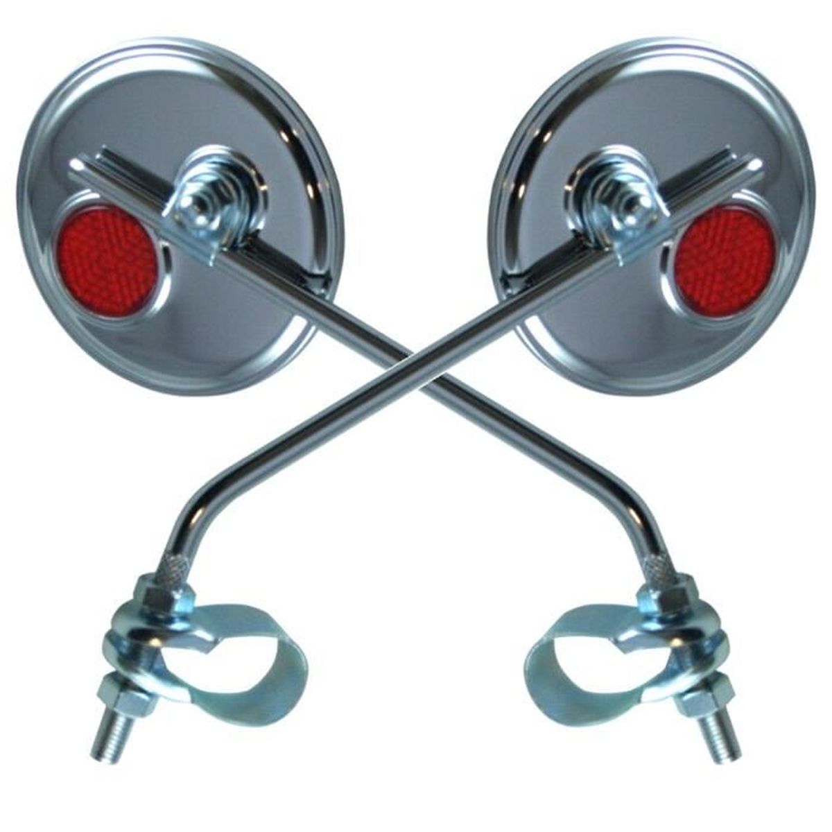 2x Retroviseur Velo Chrome Rond Avec Catadioptre 75mm A Collier Reversible Gauche Droite Guidon Cycle Ville Route Vintage 1 Paire Prix Pas Cher Cdiscount
