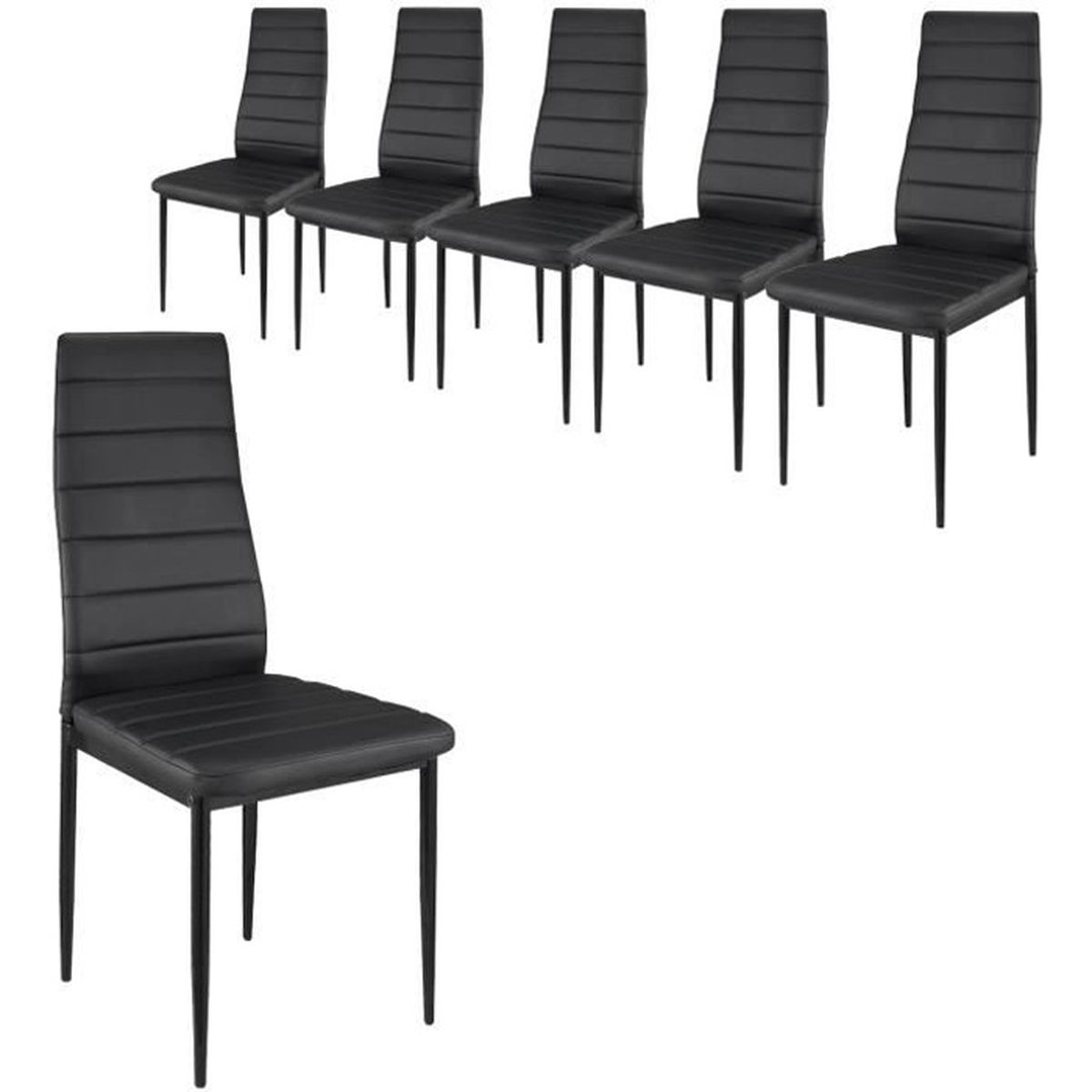 Lot De 6 Chaises En Simili Cuir Noir Achat Vente Chaise Blanc Cdiscount