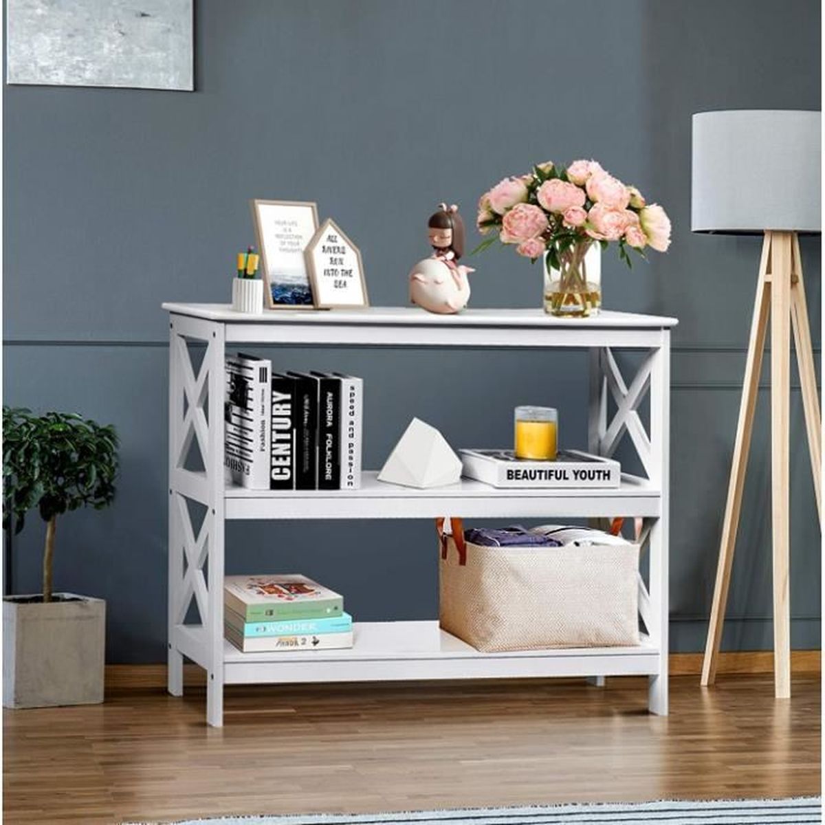 GIANTEX Console Meuble Entrée à 3 Étages,Table d’Appoint,Table d’Entrée ...