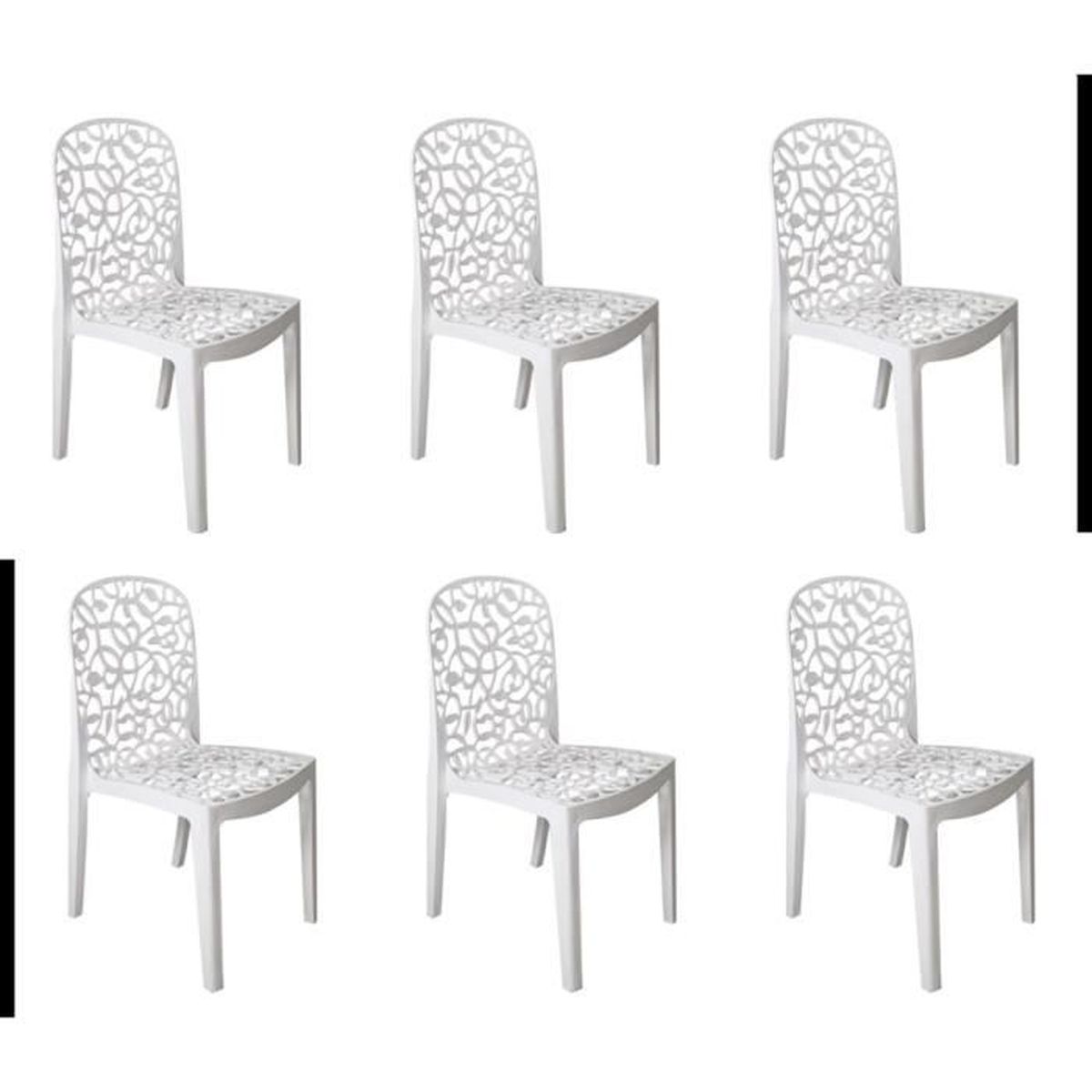 LOT DE 6 CHAISES DE JARDIN FLORA  Cdiscount Jardin