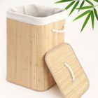 RITONDA Panier à Linge Familial en Bambou avec Couvercle - Rectangulaire Pliable - 60L - Marron