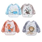 KAKOO Lot de 4 Bavoir Etanche à Manchs Longues, Tablier Bébé d'Alimentation, de Peinture pour Enfants de 6 Mois à 4 Ans