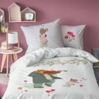 MATT & ROSE Housse de couette + taie d'oreiller 100% coton Ernest et Celestine - 140x200 cm Blanc