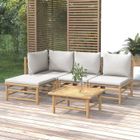 vidaXL Salon de jardin 5 pcs avec coussins gris clair bambou 3155081