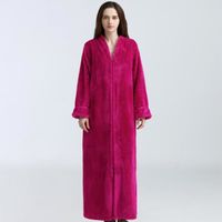 Peignoir Femmes,PROCHOSEN Polaire Peignoir de Bain Robe de Chambre Chauds pour Hiver Flanelle,Rose rouge-L