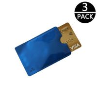 [3pack] Etui Carte Bancaire Anti Piratage Paiement sans contact Rfid - Bleu