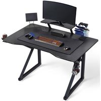 Bureau Gamer - Yaheetech - Bureau Gaming Ergonomique pour Ordinateur PC à Domicile Surface en Fibre de Carbone
