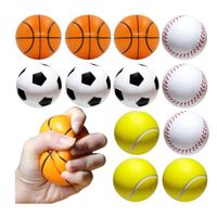 Delly Lot de 12 mini balles en mousse, balles de sport football, basketball, tennis, baseball, anti-stress pour enfants et adultes