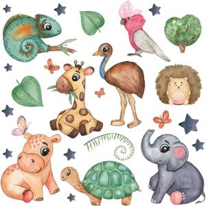 OBJET DÉCORATION MURALE Sticker mural pour chambre d'enfant motif animaux 
