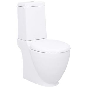 COLONNE - ARMOIRE SDB vidaXL Toilette en céramique Écoulement d'eau à l'arrière Blanc