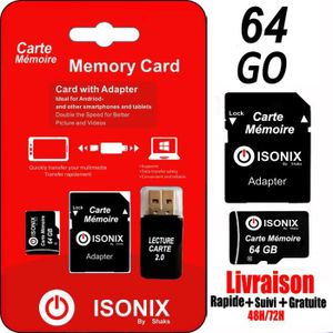 Carte Memoire Micro SD + Adaptateur+Lecteur carte memoire Pour Nintendo Switch  64 go XSTONE - Carte mémoire micro SD - Achat & prix