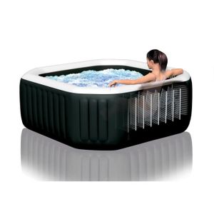 SPA COMPLET - KIT SPA Spa gonflable INTEX - Carbone - 218 x 71 cm - 6 places - Octogonal - 28462EX