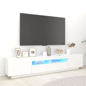 MEUBLE TV MURAL Meuble TV avec lumières LED - Omabeta - Moderne - Blanc - aggloméré - 200x35x40 cm 7405148117666