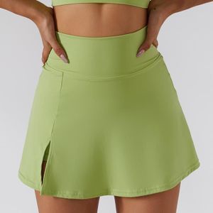 LEGGING Leggings de yoga taille haute imbibés pour femmes,ensemble 2 pièces d'entraînement,vêtements de sport,jupes- Green Skirts