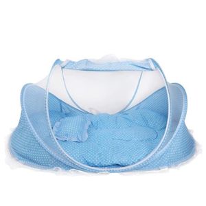 MATELAS BÉBÉ Dream-Tente de berceau anti-insectes pliable portable moustiquaire avec oreiller de matelas pour bébé bébé bleu HB018