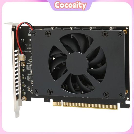 Adaptateur M.2 NVMe Vers PCIe X16 Denash - Avec Dissipateur Thermique - Vitesse Jusqu'à 8 Go/s - Compatible SSD M-Key NVMe