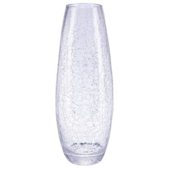 Atmosphera Vase Cylindre Verre Craquelé - Hauteur 30 Cm, Élégant Pour Décoration Intérieure