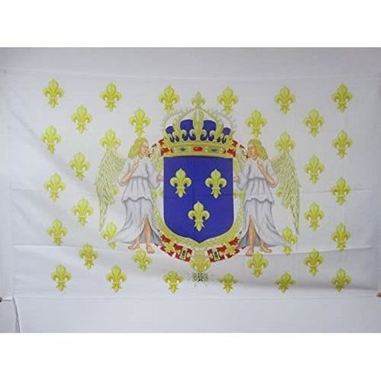 DRAPEAU ROYAUME DE FRANCE 90 x 150 LYS DRAPEAU 3 FLEUR DE LYS BLANC ET OR 150x90cm 