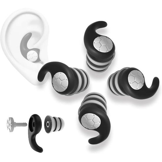 Bouchons D'oreilles Anti-bruit 45dB - Silicone Réutilisable, 4 Tailles (XS/S/M/L), étanches IPX7, Pour Dormir/voyager - 9