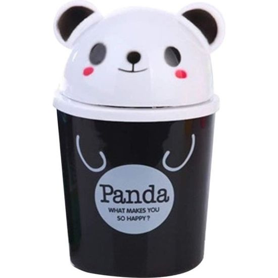 1Pcs Mini Poubelle de Table en Plastique en Forme de Panda avec Couvercle pour Cuisine Bureau