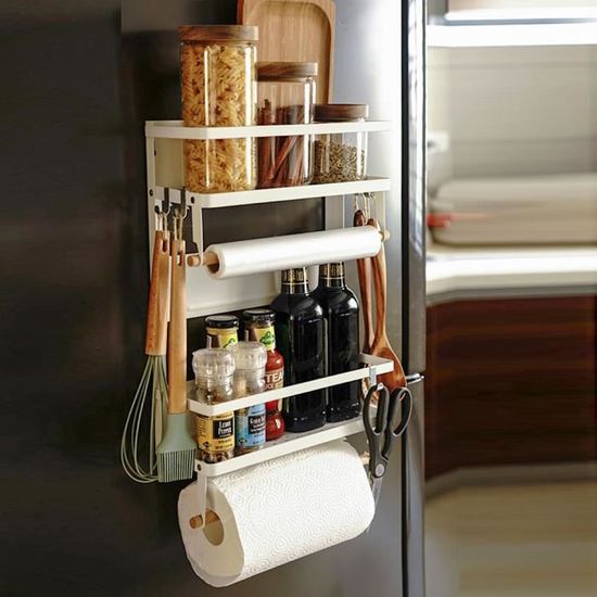 Étagères Magnétiques Frigo KedioPio - Lot De 2 - Blanc Bambou - 5kg Charge