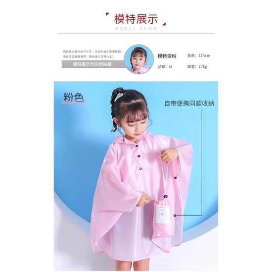 Cape De Pluie Réutilisable Poncho Pluie Enfant QMAHA Lot 2 - EVA