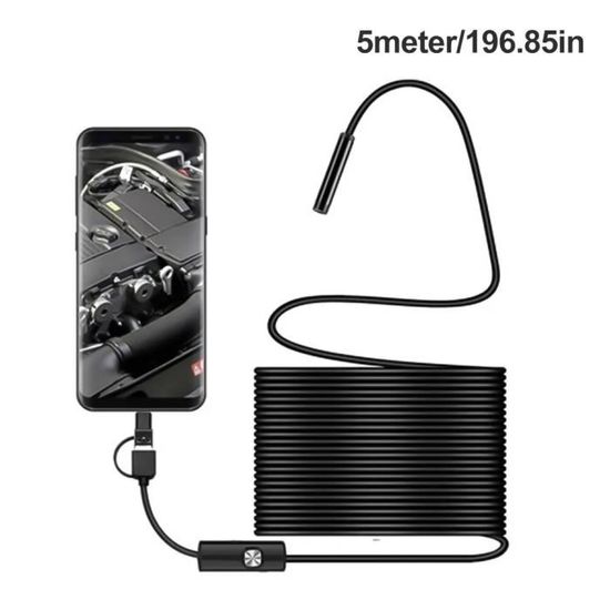 Telecamera Di Ispezione Endoscopio 20 Metri, Sonda 5,5 Mm, 720P Impermeabile, Connessione USB/micro USB/Type-C, Per Auto E Tubature