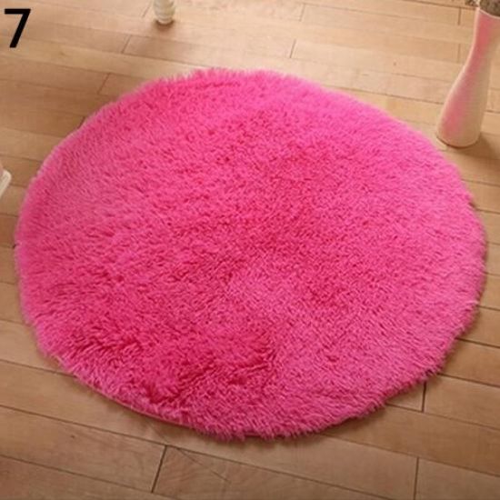 891073 décoration de la chambre chambre pure couleur tapis de velours rond tapis de porte de sol tapis rose s