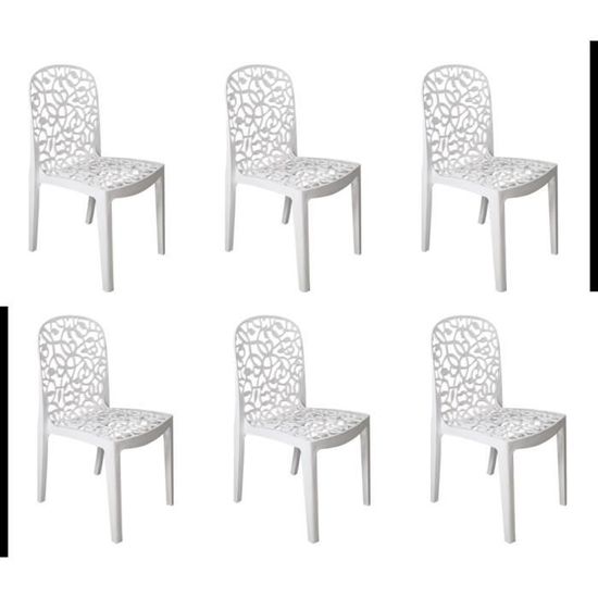 LOT DE 6 CHAISES DE JARDIN FLORA  Cdiscount Jardin