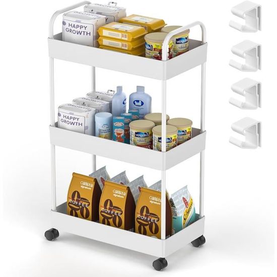 Chariot De Rangement 2 Niveaux Sur Roulettes - Organisateur Mobile Pour Cuisine, Bureau Ou Salon - 9