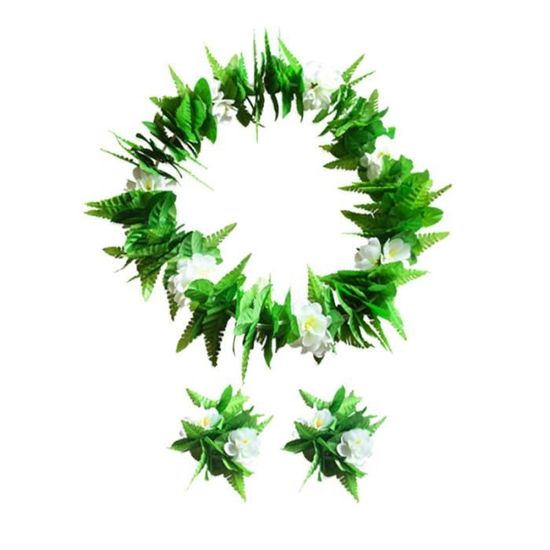 Ensemble Jupe Hawaïenne Et Leis KEYIDO - Jupe Herbe 40 Cm, Collier, Bracelets, Bandeau, Pour Fête Tropicale Enfant