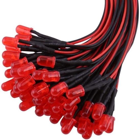 KIMISS 50pcs Pré-câblé DC12V Diodes LED Diffusées Multi