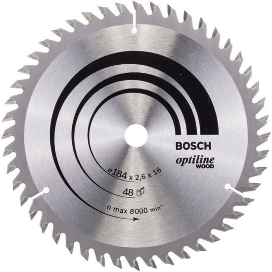 Lame De Scie Circulaire Bosch 190 Mm - 48 Dents - Alésage 20 Mm - Pour Coupes Nettes Dans Bois Massif Et Panneaux