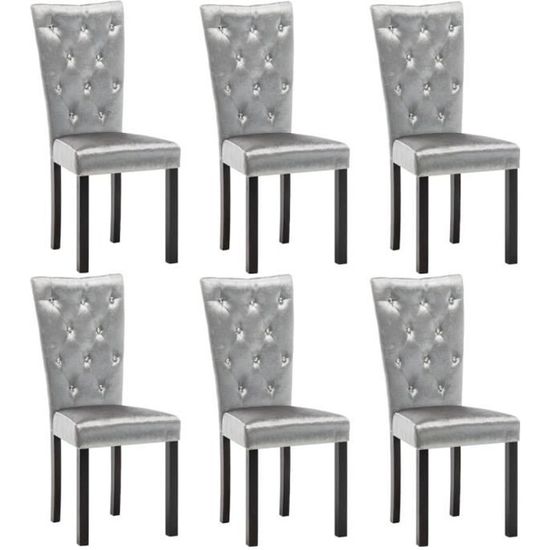 VidaXL Chaises de salle à manger 6 pcs Argenté Velours - Cdiscount Maison