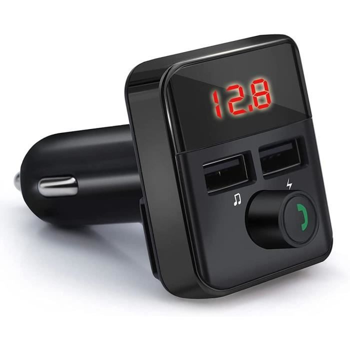 Transmetteur FM Bluetooth 5.0 Pour Voiture - Adaptateur USB Allume-cigare, Neuf