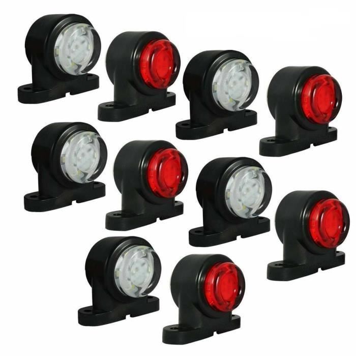 10x Feux de Position Blanc Rouge LED 12V/24V Caoutchouc Camion Fourgon Remorque