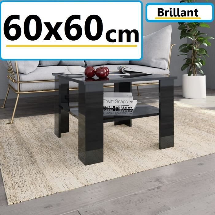 Table Basse De Salon Laqué 60x60cm NOIR Brillant (aggloméré) Design Carré