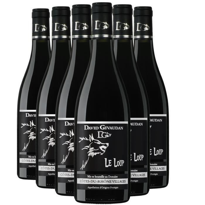 Côtes du Rhône Villages Cuvée Le loup Rouge 2021 - Lot de 6x75cl - David Givaudan - Vin AOC Rouge de la Vallée du Rhône