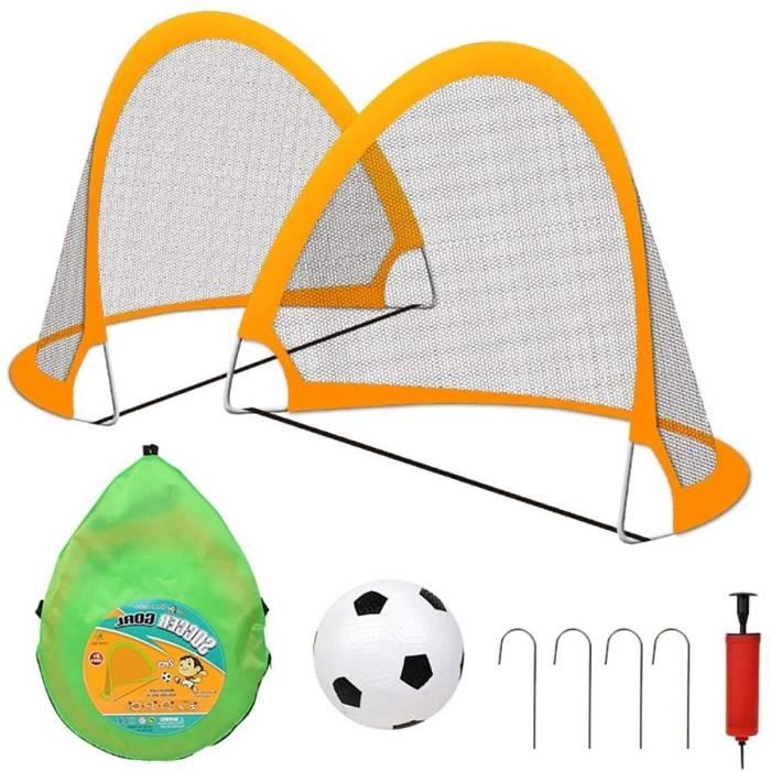 ZJM Cage de Football But de Soccer Pop-up pour Les 5-12 Ans, Filets Gardien de But Premium pour Enfants, avec-Net + Ball + Pump, 470
