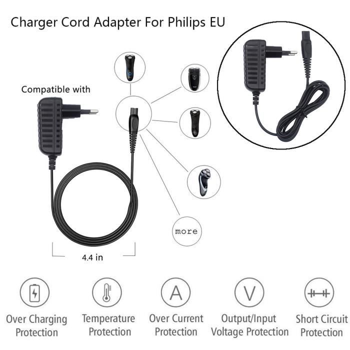 Adaptateur de cordon de chargeur de rasoir électrique 15 V 0.36A pour rasoir Philips Norelco HQ8505 EU SLL81225004_3972