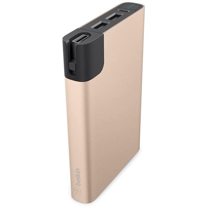 BELKIN Batterie externe 10000 mAh, 3,4A avec câble micro-USB 8 cm - Or