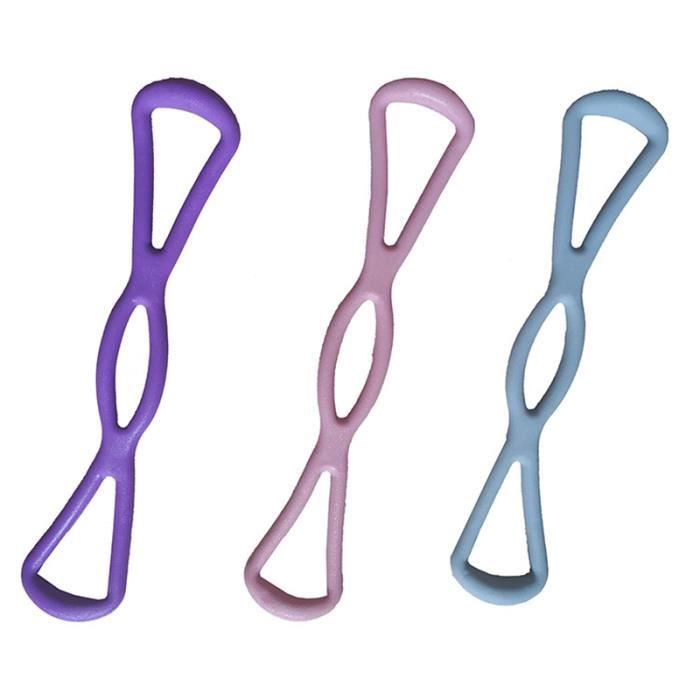 DAMILY® 3Pcs Corde de tension yoga - Cordon de serrage prolongé - Dispositif de tension flexible - A trois trous - Violet rose et bl
